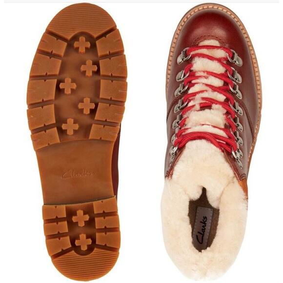 Clarks Orianna Alpine Tan Brown Warmlined Leather Women's Hiking Boots (READ) - Picture 3 of 16